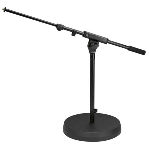mic-stand-short-boom-round-base-hire